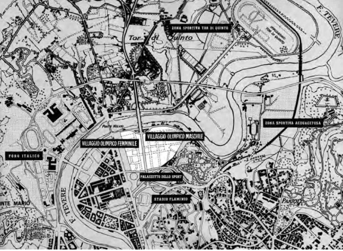 Fig. 7 - Northern Olympic area, 1958. (From ENIT, Le Olimpiadi 1960, cit.).