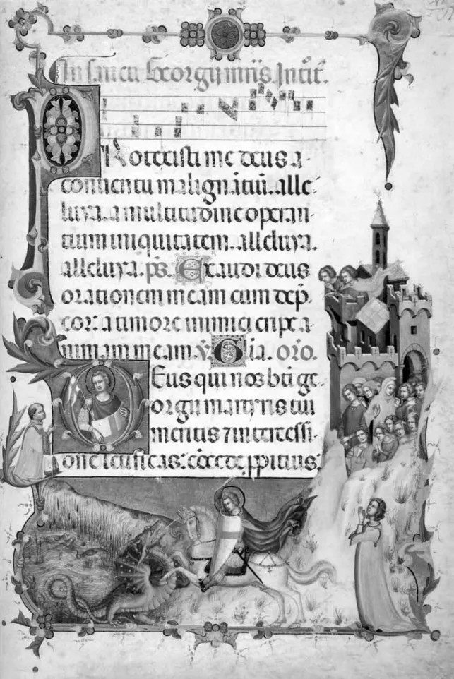 Fig. 8 - Codice di San Giorgio, principessa prigioniera salvata da san Giorgio, metà sec