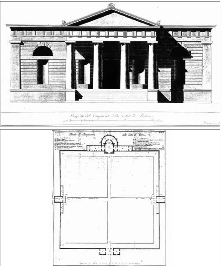 Fig. 14 - N.M. Pietrocola. Progetto del camposanto di Vasto, prospetto principale, 1830: ASV, cat