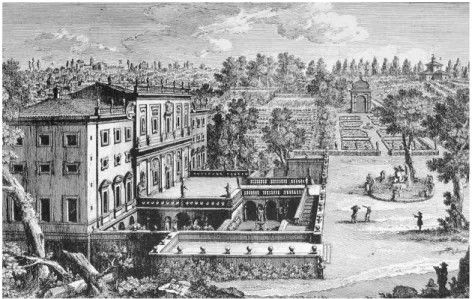 Fig. 10 – Giuseppe Vasi, Casino di Villa Ludovisi presso Porta Pinciana, acquaforte  (1761)