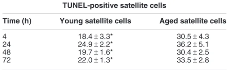 Table 2 Detection in light microscopy of TUNEL-positive cells in satellite cells of young and aged subjects