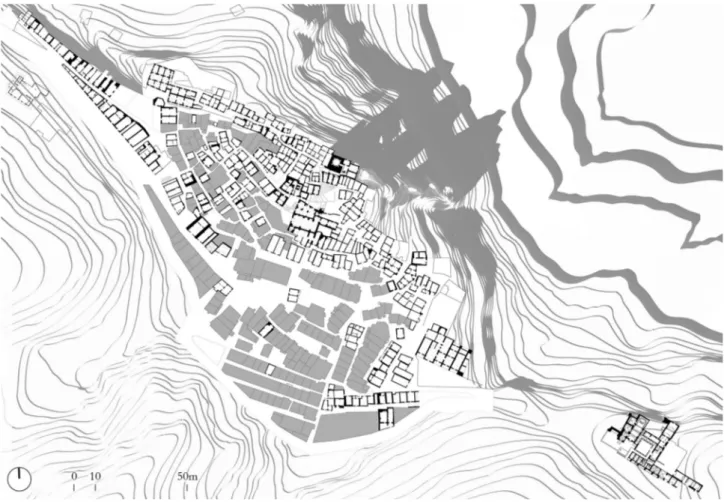 Fig. 7. Craco (MT),  the medieval village  (graphic revision  carried out by  S. Belmondo,  C