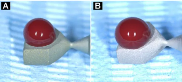 Figure 3. Blood clot test using 10 µL of human venous blood with contact time of 5 min at room  temperature