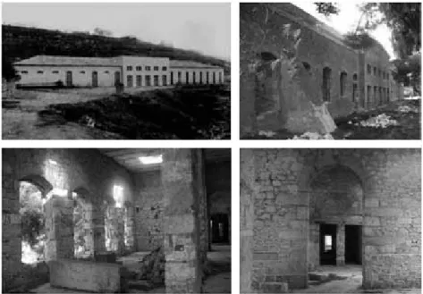 Figura 4 - Cirene: l’Edificio della Sussistenza in una foto d’epoca e come si pre- pre-senta oggi.