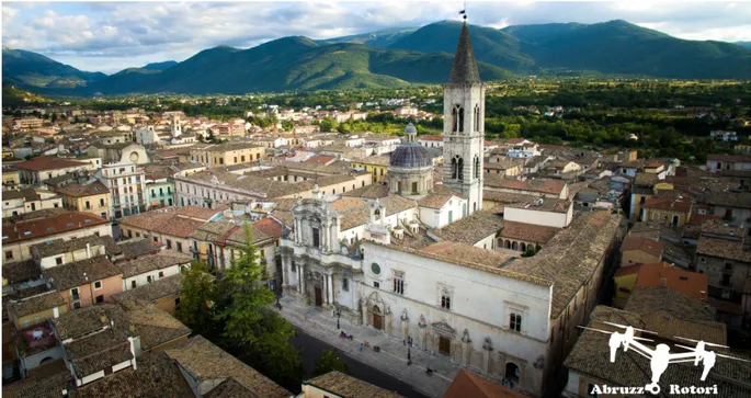 Fig. 3  Aerial view of the historical centre of Sulmona: in the foreground the” Palazzo della ss