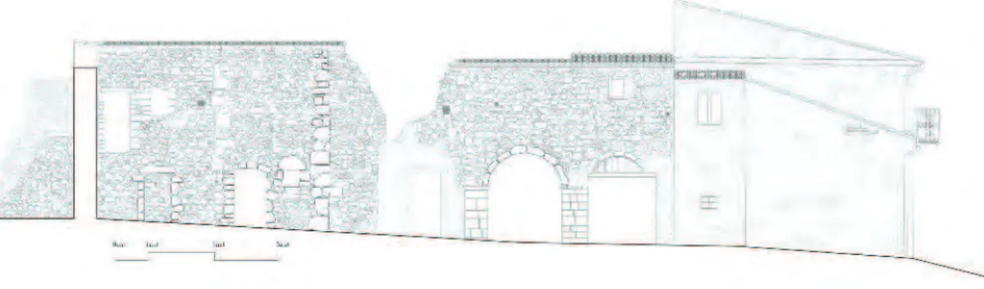 Fig. 17 – Caramanico Terme (Pe) borgo San Tommaso, fronte settentrionale  (Laboratorio di Restauro architettonico prof