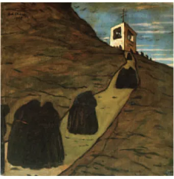 fig. 6 — Giorgio de Chirico, Processione su un monte, 1910