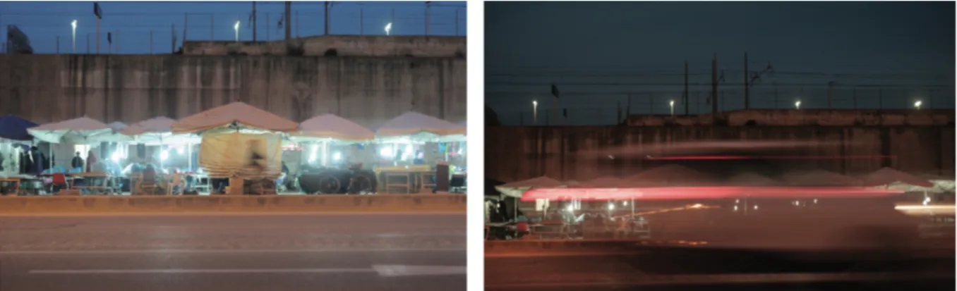 Figura 4 | Foto notturne di un’area del mercato vista dal parcheggio. 