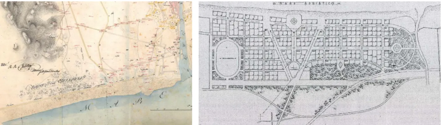 Fig. 6: «Piano direttore della Piazza...» cit. Dettaglio del litorale di Pescara nel 1821