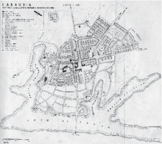 Fig. 4. Plan of Sabaudia, 1933, Gino Cancelotti, Eugenio Muntuori, Luigi Piccinato, &amp; Alfredo Scalpelli
