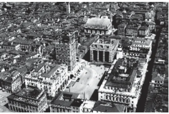 Fig. 7. The new Piazza della Vittoria in Brescia, dated aerial photo. (www.bresciavintage.it)