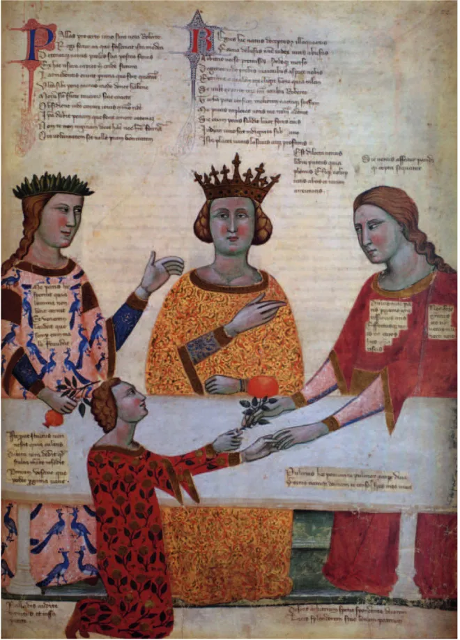 Fig.  1:  Giudizio  di  Paride,  miniatura  dai  Regia  Carmina  di  Convenevole  da  Prato,  secondo quarto del XIV secolo