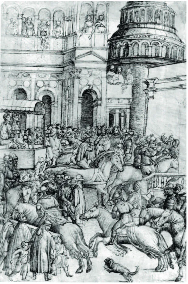 Fig. 7: Scena di Trionfo, disegno, XV secolo. Parigi, Musée du Louvre, Cabinet  des Dessins 