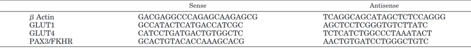 TABLE 1. Sequence of sense and antisense primers used in RT-PCR