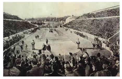 Figure 1 (above): The Panathenaic Stadium, Athens. The victory of Spyridon Louis in the