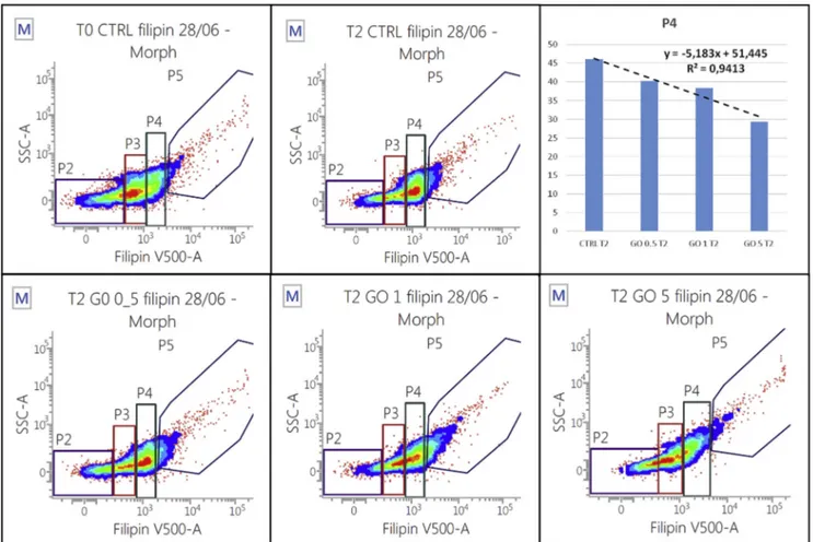 Fig. 6. Flow cytometry analysis of spermatozoa stained with ﬁlipin III and exposed to different GO concentrations