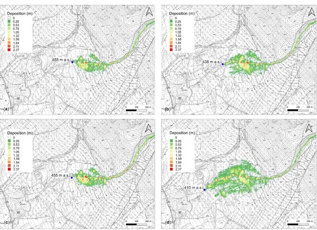 Table 3. Invasion areas and minimum runout altitudes along Colle della Croce single channels