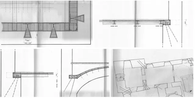 Figure 9. Some construction details included in the project of restoration of the central part of the 