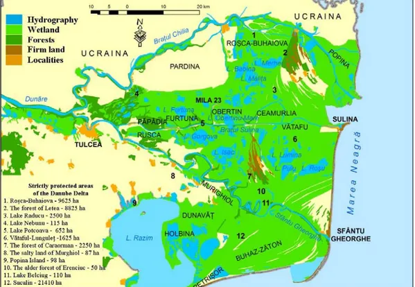 Figure 4. Protected areas of the Danube delta  ECOTOURISM 