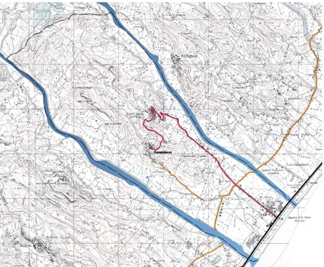 Figura 8.  Planimetria del Comune di Sant’Ilario dello Jonio (rC) su cartografia IGM 1992, scala 1: 50.000