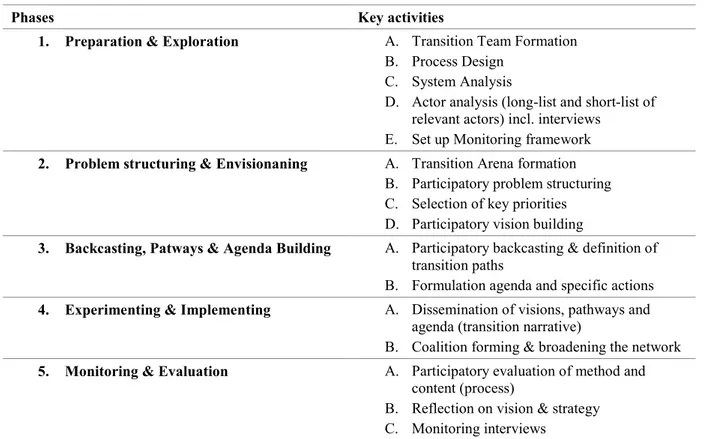 Table 3: Transition Management phases. Source: Frantzeskaki et al. (2011) 