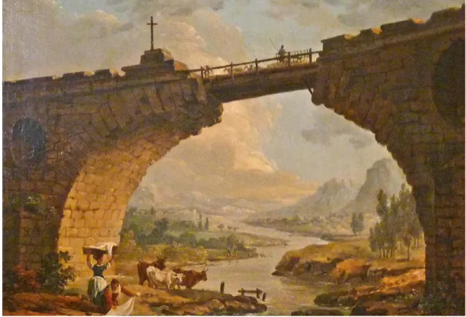 Figura 11. Hubert Robert, Paesaggio con ponte, 1767c., olio su tela. Strasbourg, Musée des Beaux-Arts.