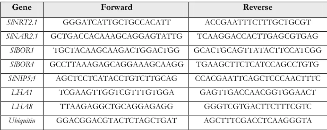 Table 3.  Specific forward and reverse primer sequences (5′-3′ oriented) used in semiquantitative PCR  expression analysis of the genes under investigation 