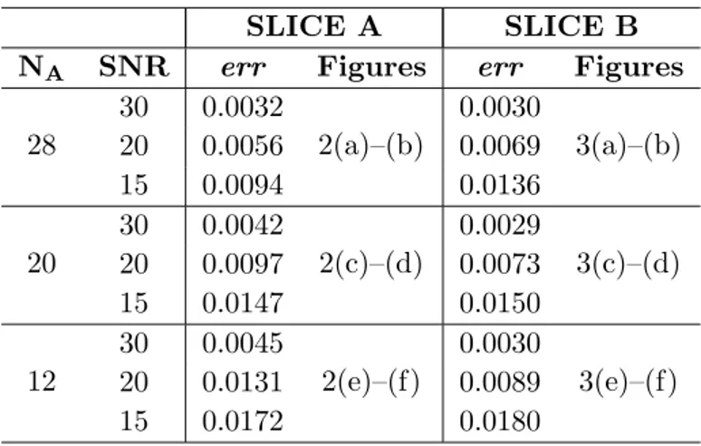 Table 1. Mean square errors — Slice A and B.