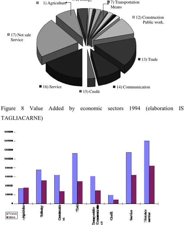Figure  8  Value  Added  by  economic  sectors  1994  (elaboration  ISTITUTO  TAGLIACARNE) 
