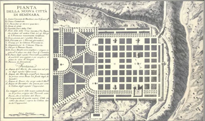 Figura 5. Vincenzo Ferraresi, Aniello Cataneo, Pianta della nuova città di Seminara (da Rubino 1993, tav