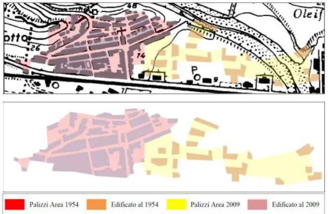 Figure 2. Palizzi Marina. BaseMap: 1954\2009. Historic settlement and new sprawl. 1:5.000 