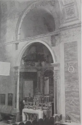 Figure 3. The altar of the Holy Heart of Mary still in situ, before  the dismounting, in the left apse of Gerace Cathedral (1934)