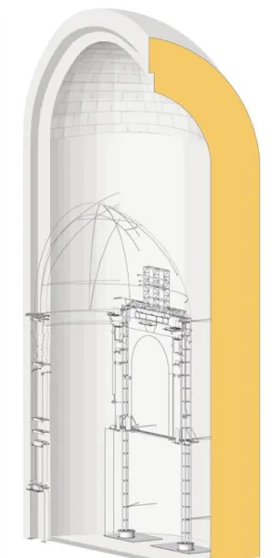 Figure 10. View of the mounting structure positioned in the apse. 