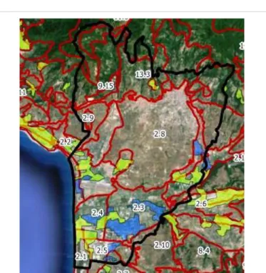 Figure 2: Example of overlay between the Calabria soil map and the  CORINE-LAND COVER map for the S