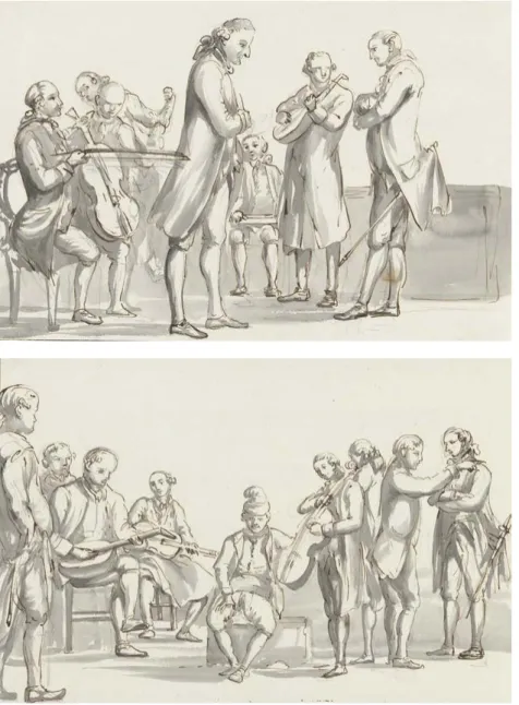 Figure 1-2. Louis Ducros,  Concerto offerto dal console  francese a Brindisi, 1778,  disegni, penna e inchiostro  marrone, acquerello