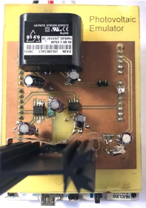 Figure 4. A picture of the realized photovoltaic source emulator prototype: the custom made shield 