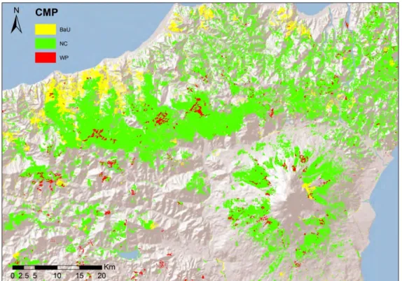 Figure 4. The optimized forest management plan map showing the spatial distribution of the three 