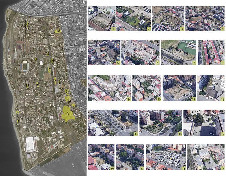 Figura 4:  Gli spazi urbani potenzialmente idonei a rappresentare un rafforzamento della rete degli  spazi di relazione e dei nuovi luoghi di attesa in quartieri che ne risultano carenti