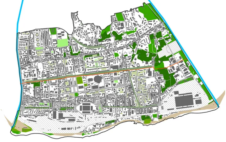 Figure 1:  The system of green areas in the southern part of the city of Reggio Calabria