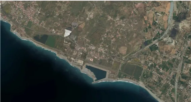 Figure 2. The inactive plant of Saline, on the jonic coast. On the right the port filled with sand, on the 