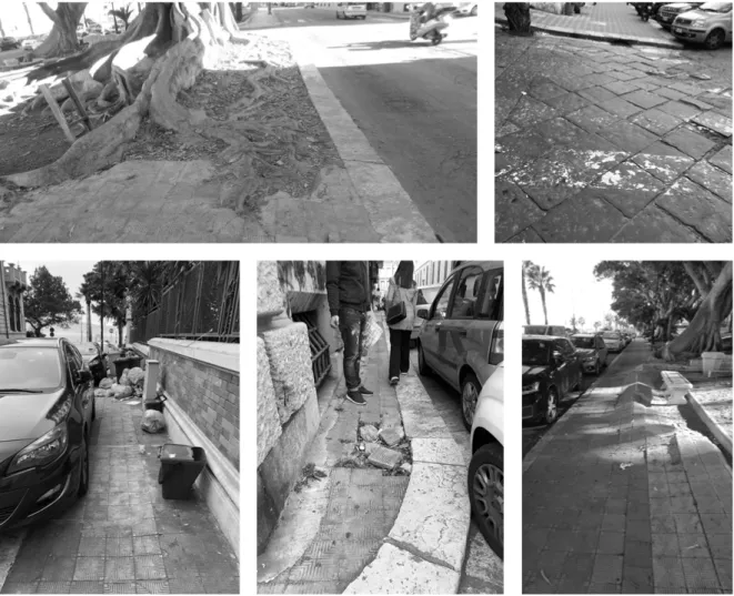 Figura 6. Reggio Calabria: criticità rilevate in relazione all’assenza di manutenzione dello spazio pubblico (foto F