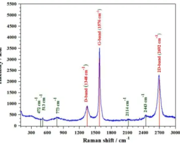 Fig. 6. Raman spectra of the synthesized powder. 