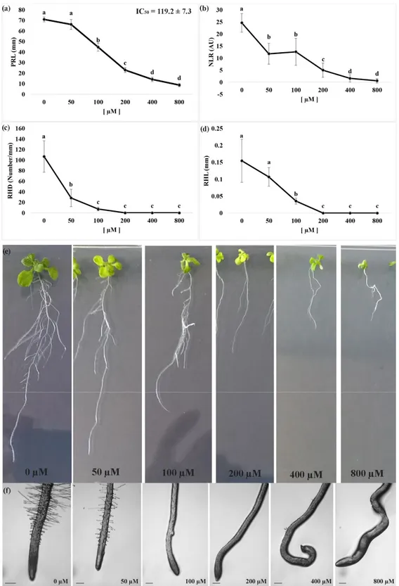 Figure 1. Dose response curve of Arabidopsis seedlings treated with different doses of 
