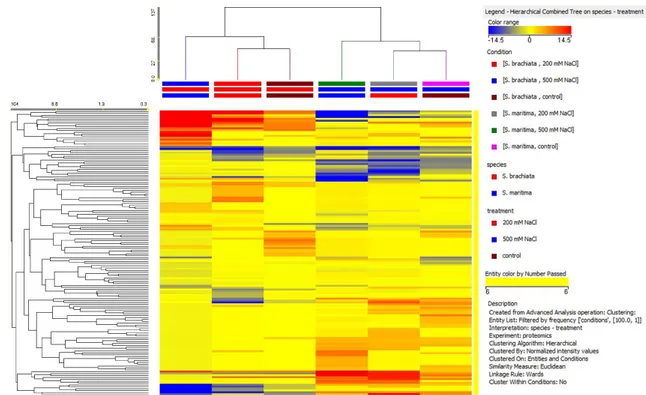 Figure 1. Unsupervised hierarchical cluster analysis of Salicornia brachiata and Suaeda maritima treated 