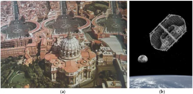 Figure  1.  (a)  Hans  Dieter  Schaal,  Roma  Arch-collages,  1977;  (b)  Luca  Galofaro,  Stazione  spaziale  – 