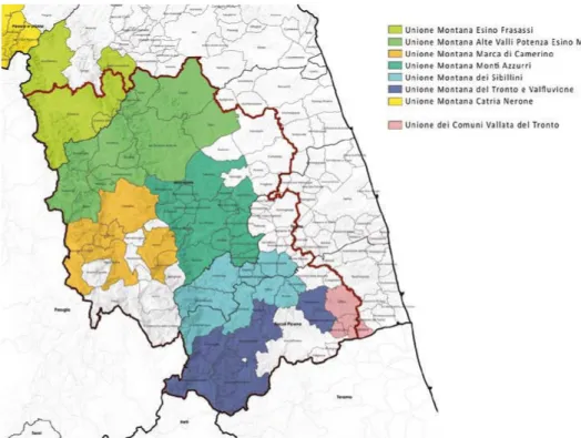 Figura 6 – Distribuzione delle Unioni Montane (fonte: elaborazione degli autori su basi ISTAT) 