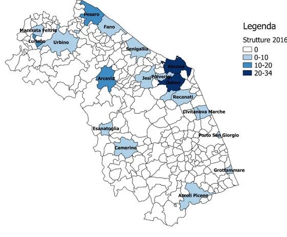 Figure	6:	Municipality	thematic	map	of	veterinary	facilities	conferring	in	2016	 	