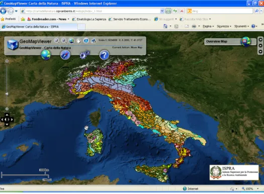 Figure 1. The “Carta della Natura” web GIS. Physiographic units map sc. 1:250.000 [20]