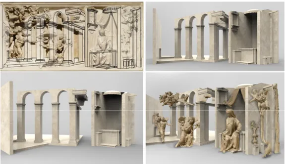Figure 6. Views of the three-dimensional reconstruction of the space of the scenes represented  