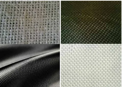 Figure 5. Natural and technological fibers used as reinforcement during experiments: flax, basalt, carbon and glass  Table 2